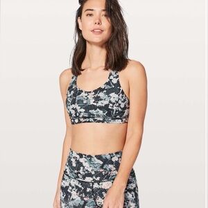Lululemon Athletica Black and White Floral Sports Bra